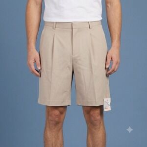 ASOS Design Shorts Mens 34 Beige Tan Pleated Smart Formal Dress Trousers NWT